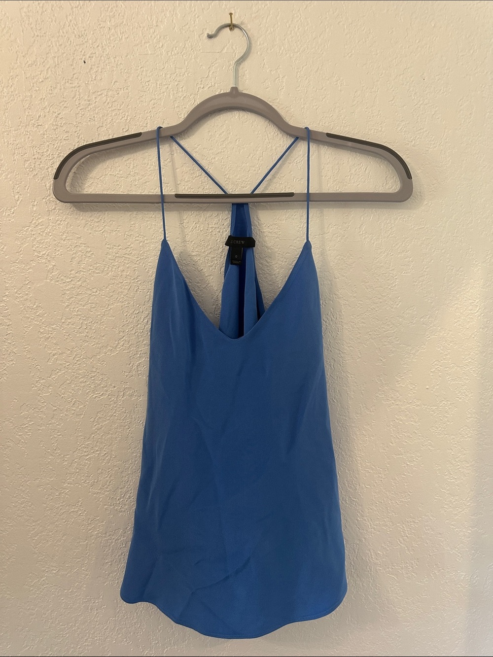 J. Crew Blue Spaghetti-Strap 100% Silk Tank